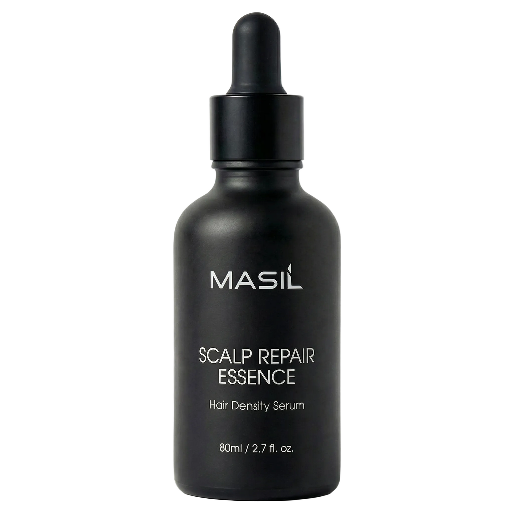 Masil Scalp Serum For Hair Loss 80ml professional matte black bottle with dropper.