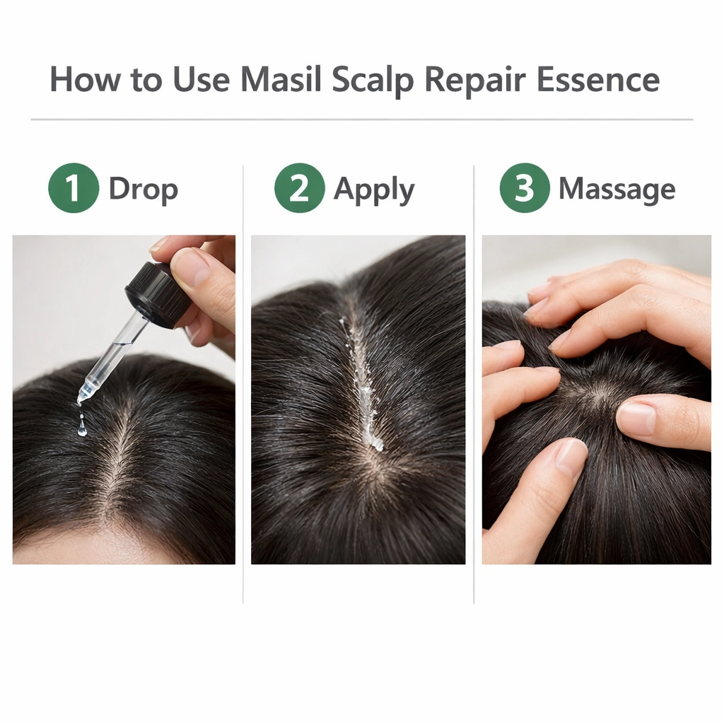 Step-by-step guide: Apply with dropper, massage scalp