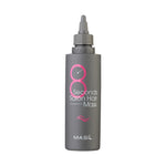 Masil 8 Seconds Salon Hair Mask （200ml）professional grey bottle with pink logo on white background - front view.