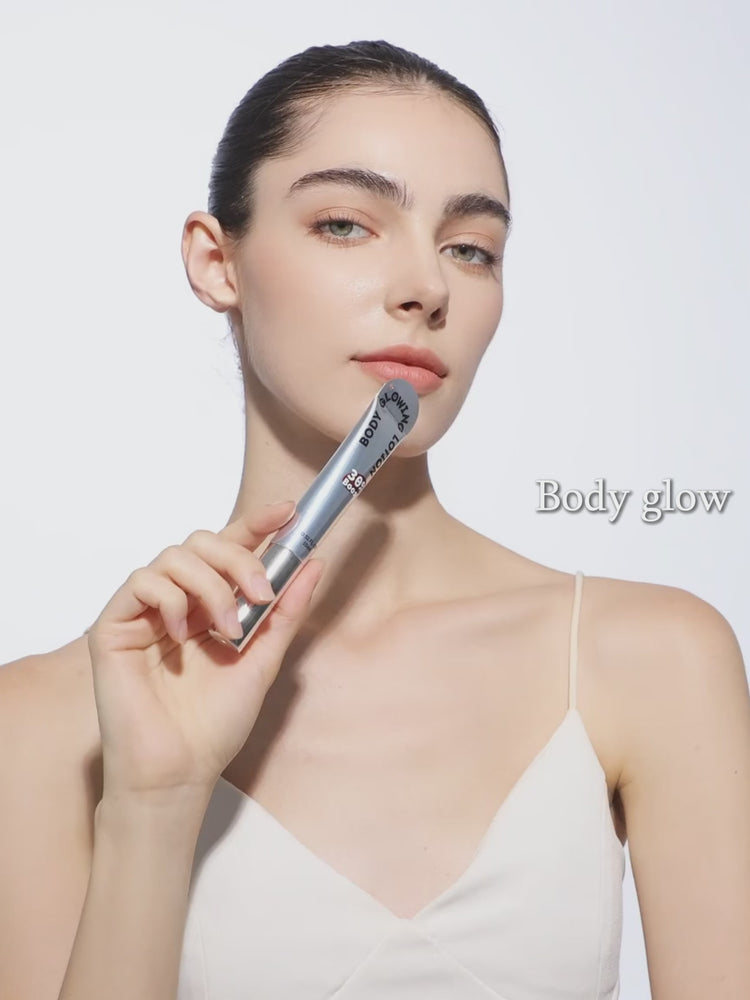 The elegant young lady first applied cffinder body glow to her décolletage, imparting a luminous sheen to her skin; then she dusted body shimmer over her collarbones and shoulders. The pale rose-hued highlighter instantly blended with her complexion, revealing a subtle, delicate shimmer.