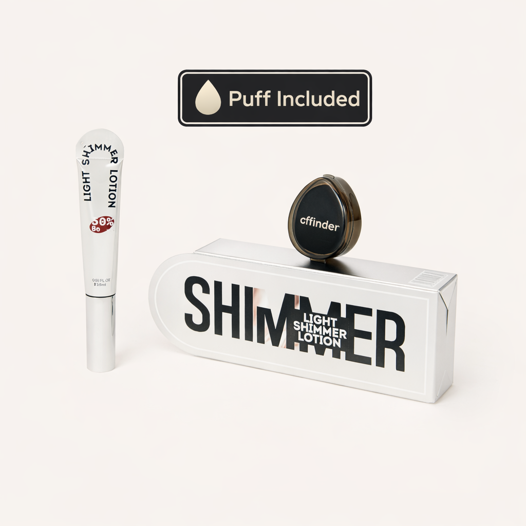 Each cffinder body shimmer kit contains a thumb-sized powder puff.